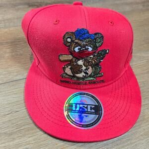 Grind Hustle Execute Bear USC Hat Red Cotton Baseball Cap Streetwear OS